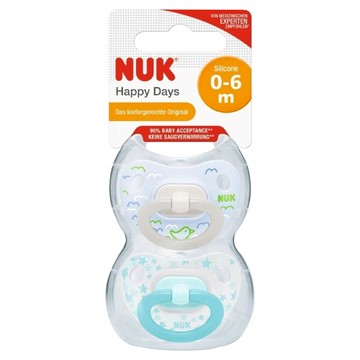 NUK Happy Days系列 安撫奶嘴組 - 矽膠材質  0~6個月  藍色 + 白色  1組