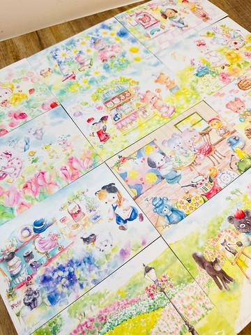 珍珠光面水彩明信片【Stay Together】