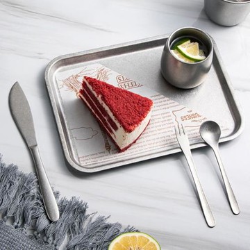 復古雪花灰甜品托盤組合 飲料盤咖啡店風格餐廳盤子 做舊日式餐具