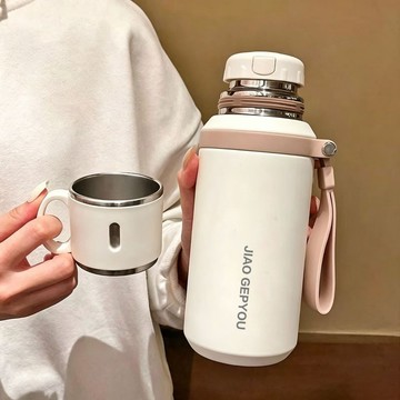 ✅2026新款保溫杯女高顏值水杯便捷不鏽鋼男中學生上學專用泡茶杯子