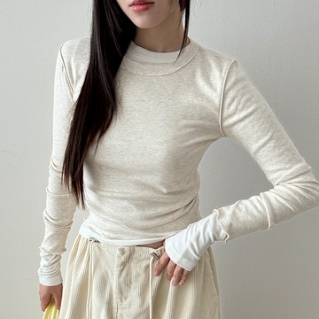 韓國 木耳邊打底上衣 - 白