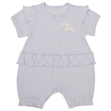 akachan honpo - 短袖有機棉兔裝-蝴蝶結、小花-紫色