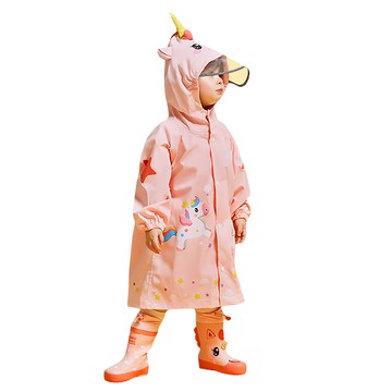 Kocotree兒童立體造型 歡樂獨角獸斗篷式雨衣 防水雨具 100%聚酯纖維 附多功能卡通收納包  粉色  XL