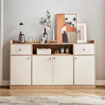 hoi!好好生活 林氏木業北歐風百搭1.58M餐邊櫃 LS187-原木色+白色