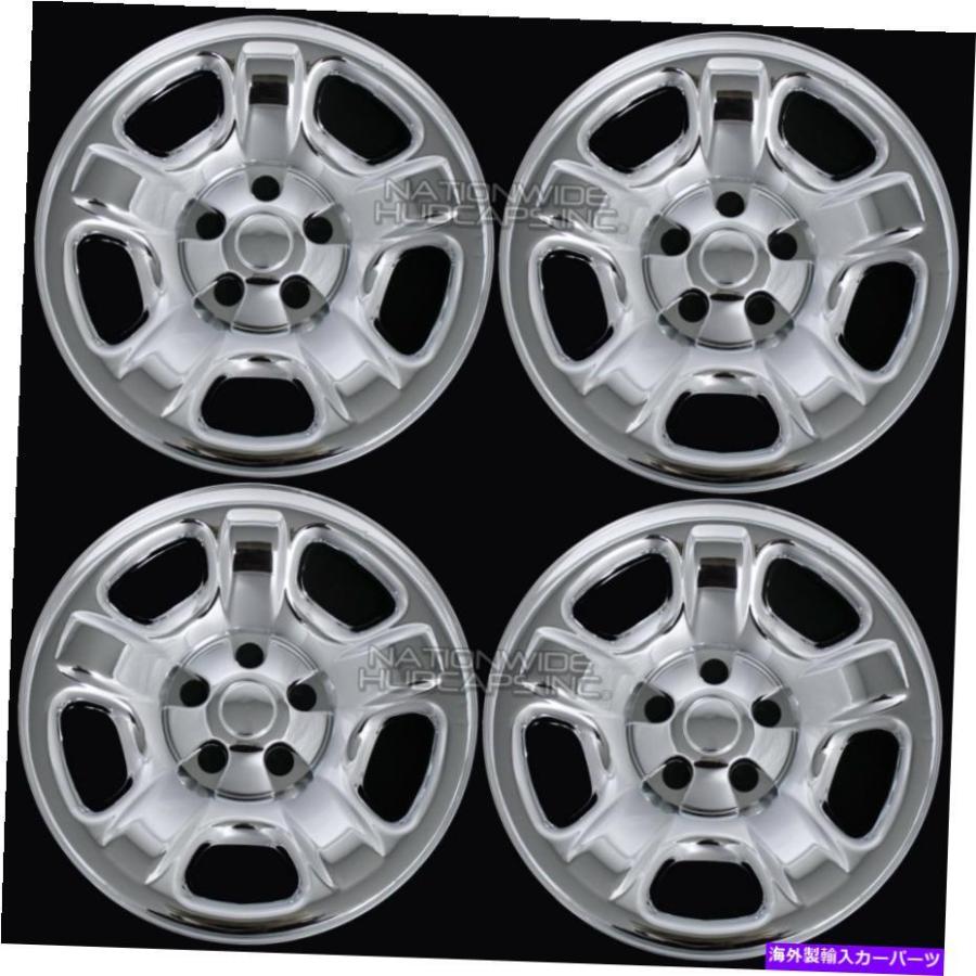 Wheel Covers Set of 4 4 CHROME 0207ジープリバティ16" ホイールスキンハブキャップタイヤは5ラグスチール