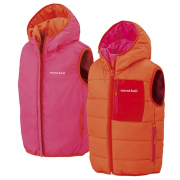 ├登山樂┤日本 mont-bell THERMALAND PARKA 童款連帽化纖背心-橘/茶花粉 # 1101521MA/CA