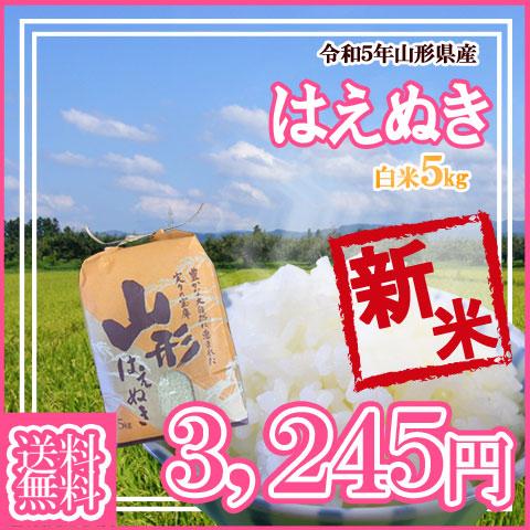 令和5年産 新米 送料無料 山形県産 はえぬき 白米 5kg 五キロ お米 おこめ 白米 はくまい