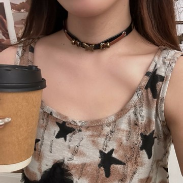 【台灣公司 可打統編】免運 Y2K朋克復古蝴蝶皮質項圈choker項鏈女小眾設計甜酷辣妹鎖骨鏈潮 可開發票 全館五折 工廠現貨直銷 新品特價 z9211