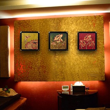 泰國工藝品東南亞家居會所裝飾掛板　金箔畫　手繪裝飾畫　墻飾1入