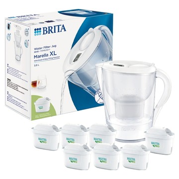 BRITA Marella 馬利拉濾水壺 3.5L + MXPRO 全效型濾芯 7個  白色  1組