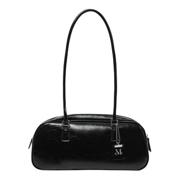 韓國 MUCENT ROMA CRACK KEYRING BOWLING BAG 皺褶紋理附吊飾保齡球包 黑色 BLACK