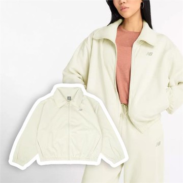 New Balance 外套 Performance Fleece 女款 米白 灰 快乾 內刷毛 反光 寬鬆 NB WJ43104LIN