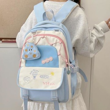 可愛大容量書包女顏值高中大學生刺繡雙肩包森系風書包女生小學生