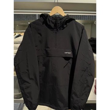 半拉鏈連帽沖鋒衣防風夾克男女情侶春秋寬松大碼防水套頭風衣外套