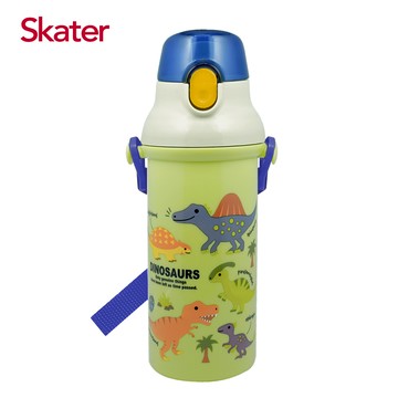 日本 SKATER - (兒童)銀離子直飲式水壺-恐龍圖鑑-480ml
