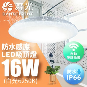 【DanceLight 舞光】16W LED微波感應吸頂燈  IP66防水防塵 壁燈 陽台 停車場 衛浴燈具 室內戶外兩用 適用1-2坪 2年保固(白光/黃光)【APP滿額下單10%點數(單一帳號最高5000點)】1/31止