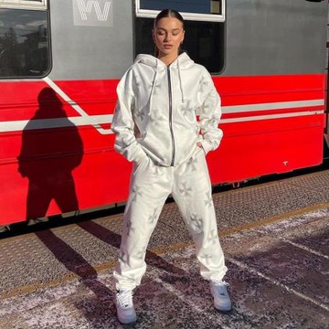 Loose blouse cross hot rhinestone elastic pants trousers長褲