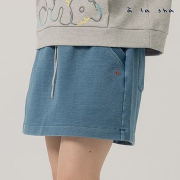 a la sha 抹茶揮揮手針織牛仔短褲裙