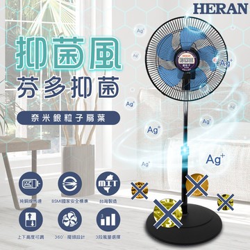 【HERAN禾聯】 14吋 360度擺頭 奈米銀抑菌王工業風扇  HAF-14SH51B