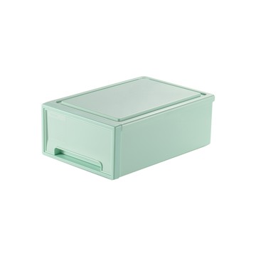 【日本天馬】粉彩調色盤系列18.4寬單層抽屜收納箱-3入薄荷綠