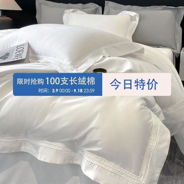 100支長絨棉四件套全棉純棉被套床單七星級高檔酒店純色床上用品4