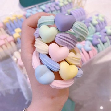 🔥臺灣出🔥韓國風可愛馬卡龍色系甜美少女糖果彩色心毛巾圈髮圈簡約頭繩