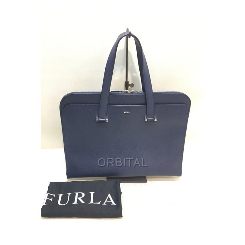 経堂) フルラ FURLA ブリーフケース ブルカーノ ネイビー スリム 参考