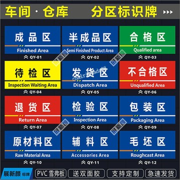 『居家生活』工廠成品區合格品區退貨區指示牌 倉庫區域標誌牌 車間分區標識牌