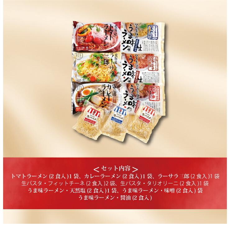 お取り寄せ 送料無料 内祝い 10％OFFクーポンあり 北海道・うま味ラーメンと生パスタ18食 出産内祝い 新築内祝い 快気祝い 麺類