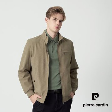 pierre cardin 皮爾卡登 休閒服飾 男款 保暖燈芯絨立領外套-卡其色(5255765-84)