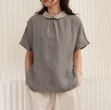 條紋翻領連肩上衣101274C