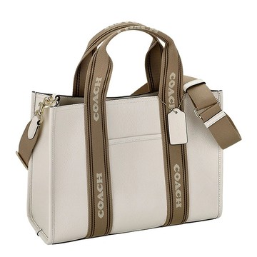 COACH 大款紙袋包 手提斜背兩用包 鵝卵石紋真皮皮革 單肩包 托特包 斜背包 CBM10 白色(現貨)▶指定Outlet商品5折起☆現貨【送禮首選★APP下單點數4倍送】