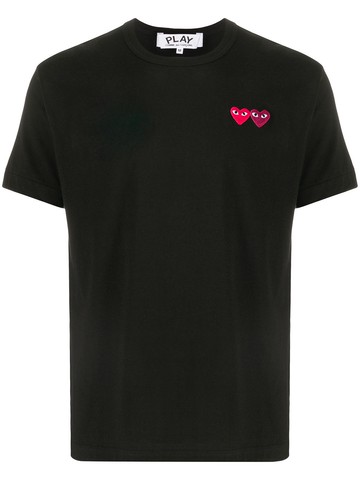 Comme Des Garçons Play - double heart patch short sleeve T-shirt - men - Cotton - XXL - Black