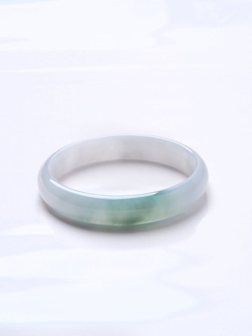 映水心 | 冰種 / 白底青 / 平安鐲 / 手圍19 | 天然A貨翡翠玉鐲