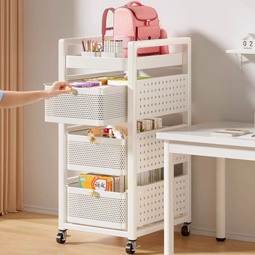 碳鋼書包置物架可移動小推車書本收納架桌下多層放書包帶滑輪神器