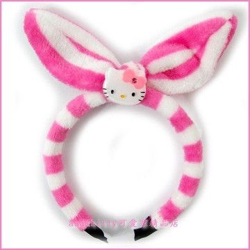 asdfkitty*KITTY桃色條紋絨毛兒童髮圈/髮箍-韓國正版商品