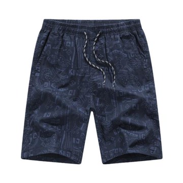 啄木鳥印花休閑短褲男士夏季純棉五分褲大褲衩外穿寬松直筒沙灘褲