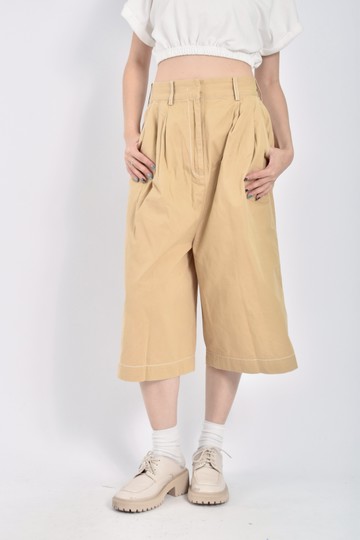 (XL) douchanglee高腰質感棉質純棉鬆緊腰杏色長褲