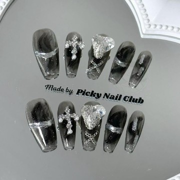 🤩加一精品💘暈染十字架手工定製美甲成品拍照穿戴甲可拆卸假指甲貼片防水