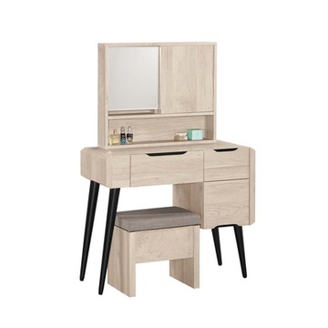 Boden-波恩3尺化妝桌/鏡台/梳妝台(附收納化妝椅)-90x40x136cm