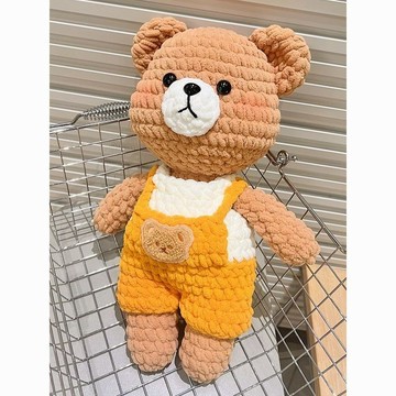 diy手作玩偶 冰條線編織小熊 鉤針玩偶 自製毛線材料包 diy小熊禮物 鉤針材料包