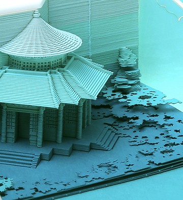 御花園•春 中式古典園林 3D立體鐳射紙雕 書簽便簽兩用設計