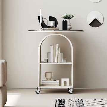 可移動圓形邊幾客廳沙發小邊桌小茶幾臥室床頭鐵藝玻璃帶輪小桌子 b8011