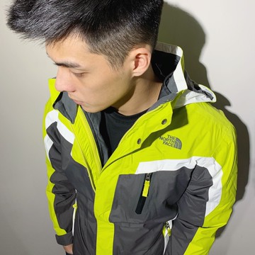 美國百分百【The North Face】防風 連帽 外套 TNF 保暖 防水 防寒 兩件式 北臉 亮綠 S號 F830