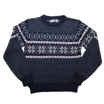 藏青色雪花圖騰毛衣 古著毛衣 聖誕毛衣