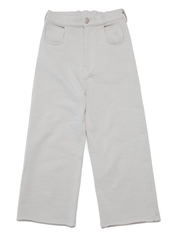 MM6 Maison Margiela Kids - logo-patch cotton straight trousers - kids - Cotton - 4 yrs - Neutrals
