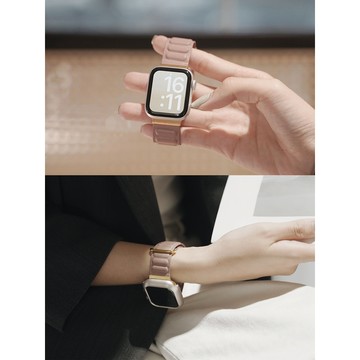 《台灣出貨》適用 APPLE WATCH 顆粒反扣磁吸錶帶 真皮錶帶 磁吸錶帶 S11 S10 SE 46mm 女士錶帶