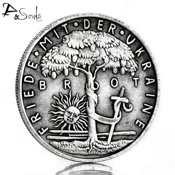 伊甸園禁果神樹流浪幣吊墜男士潮流項鏈女太陽圣劍老鷹仿古幣銀元