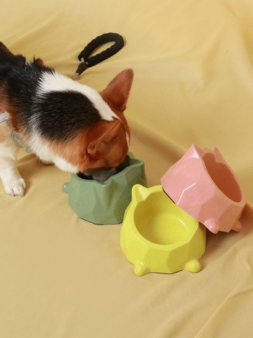 斜口設計竹纖維防滑寵物碗