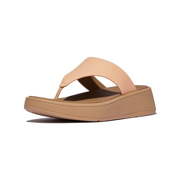 FitFlop F-MODE 皮革厚底夾腳涼鞋-女(沙棕色)